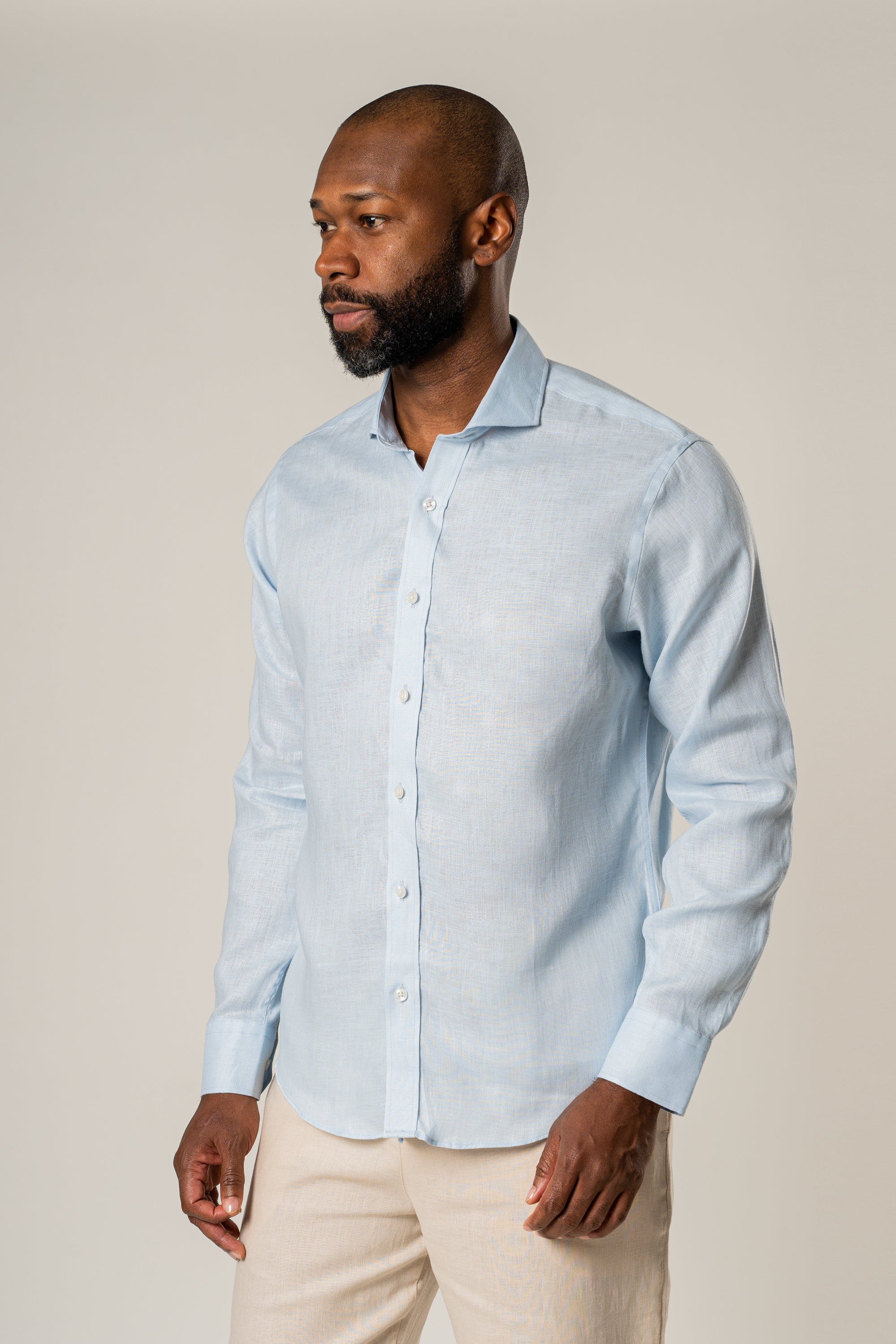 Camisas 100% Lino Cuello Francés