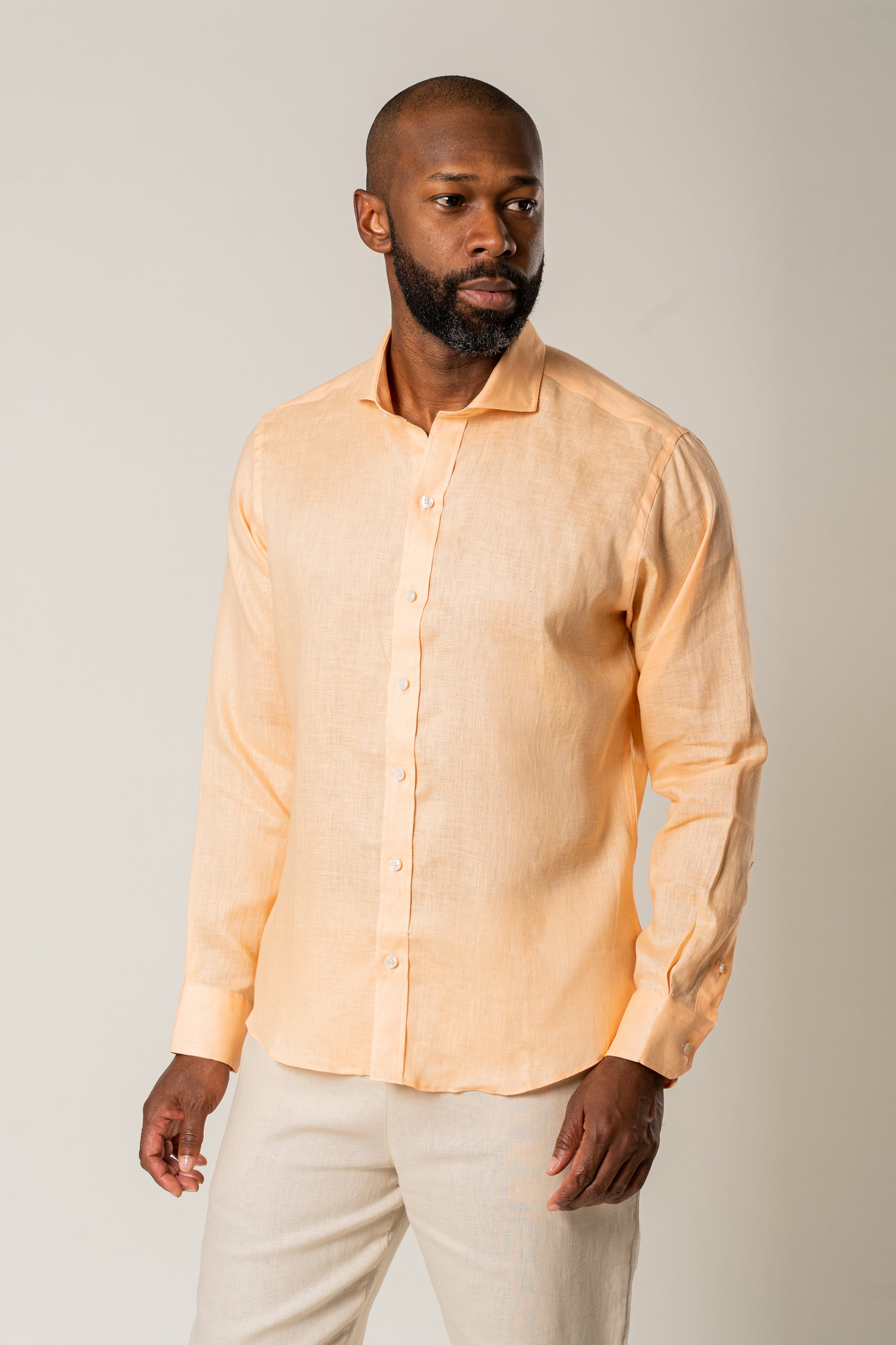 Camisas 100% Lino Cuello Francés