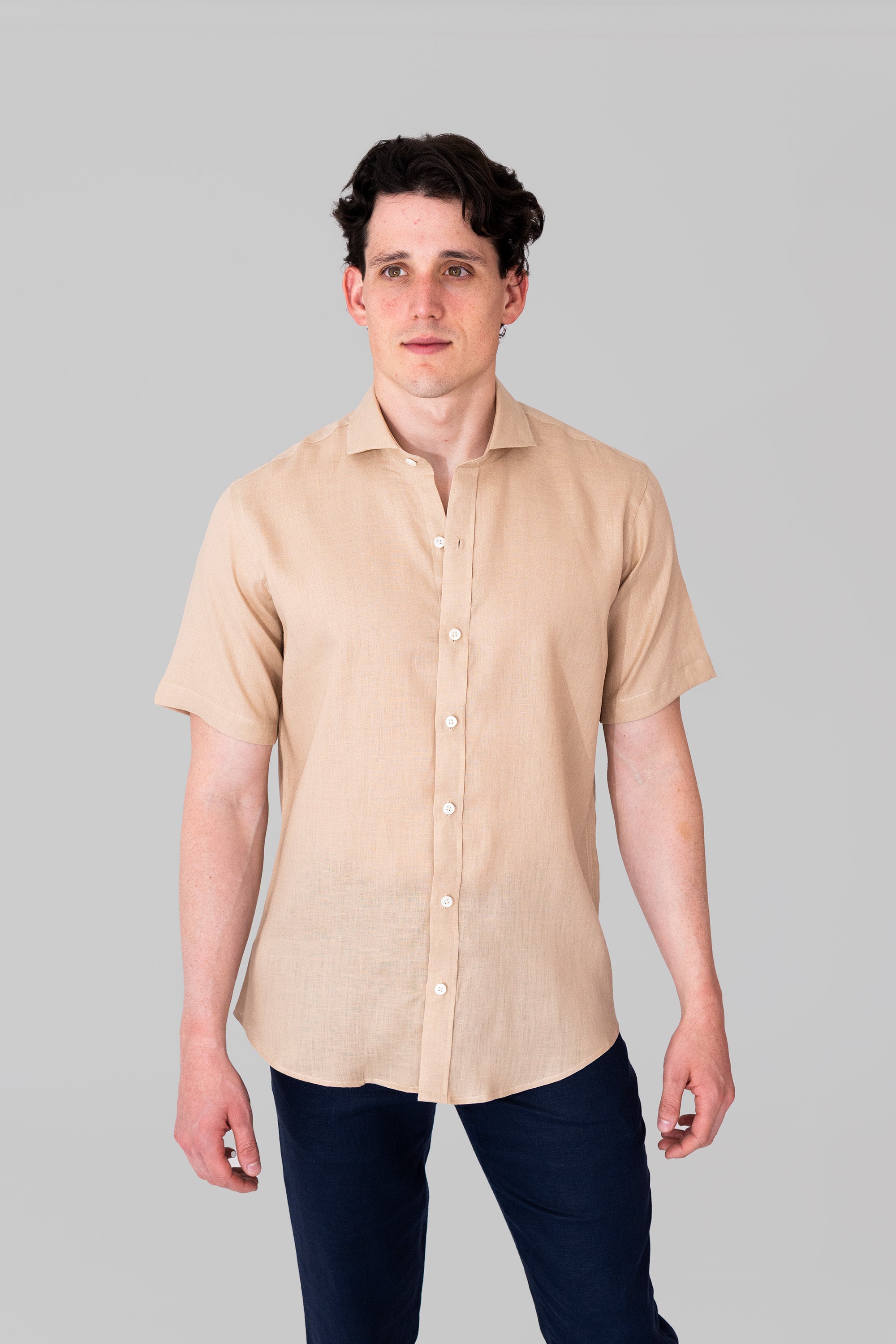 Camisas 100% Lino Cuello Francés Manga Corta- European Flax