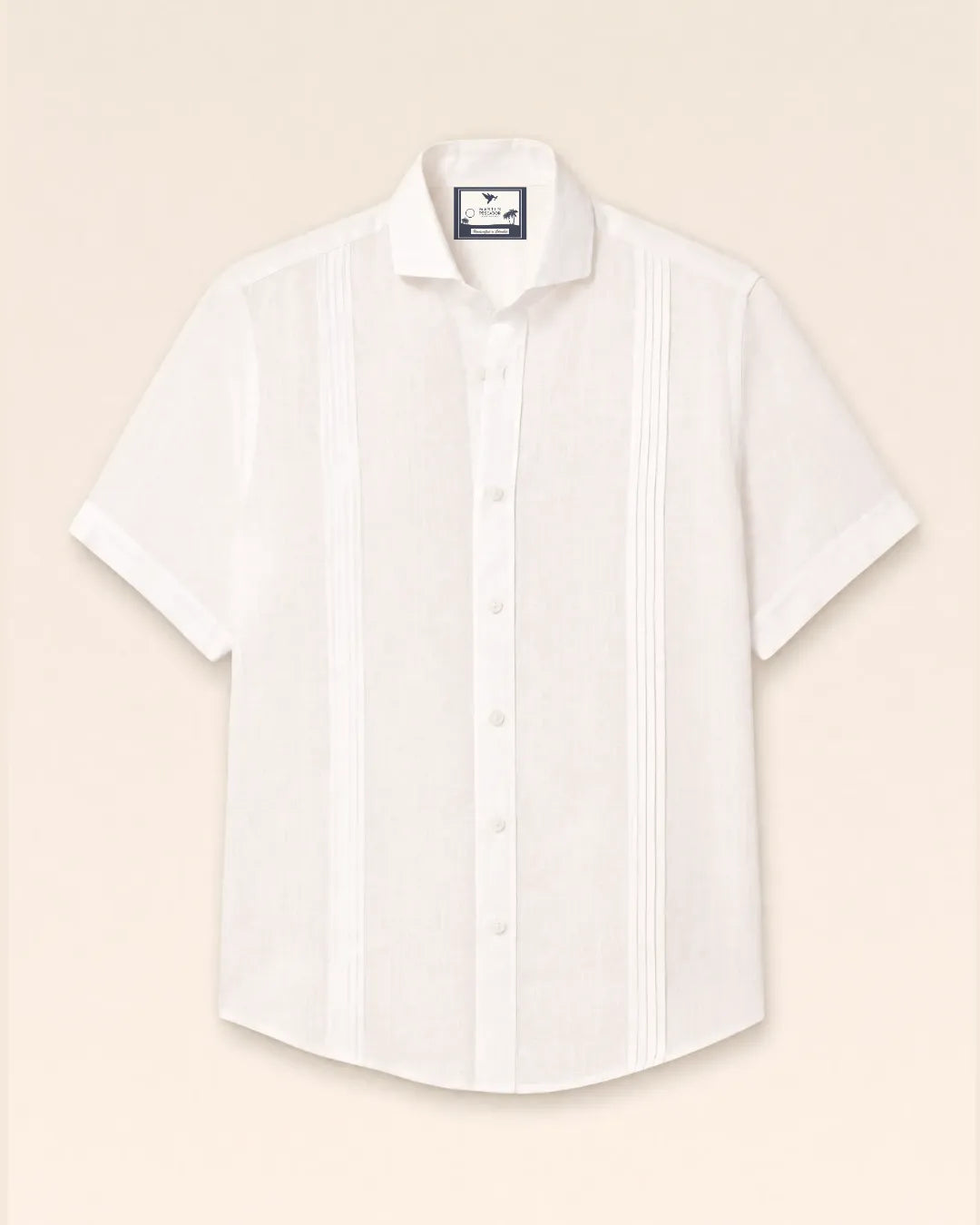 Guayabera 100% Lino Cuello Francés Manga Corta