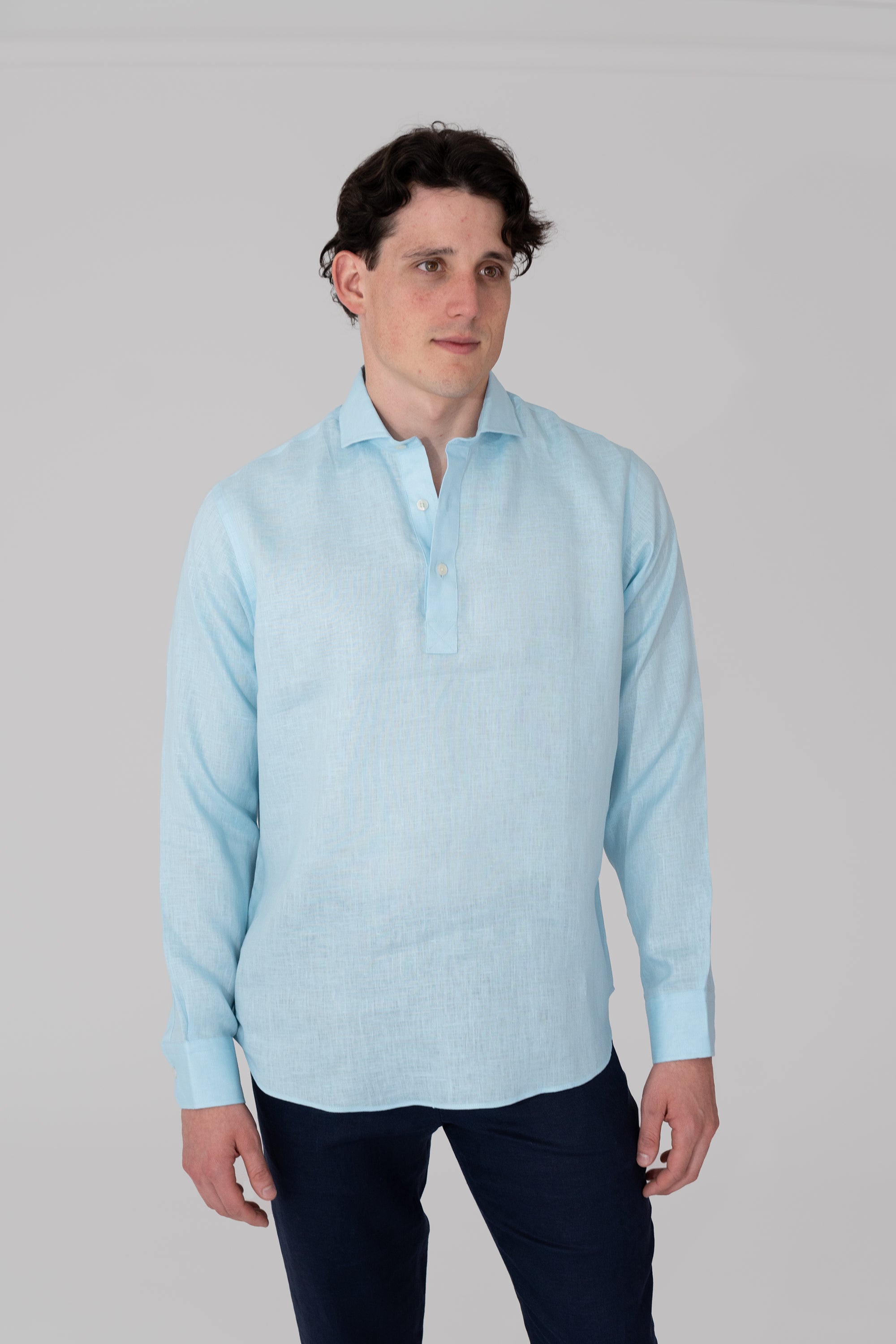 Polera 100% Lino Cuello Francés