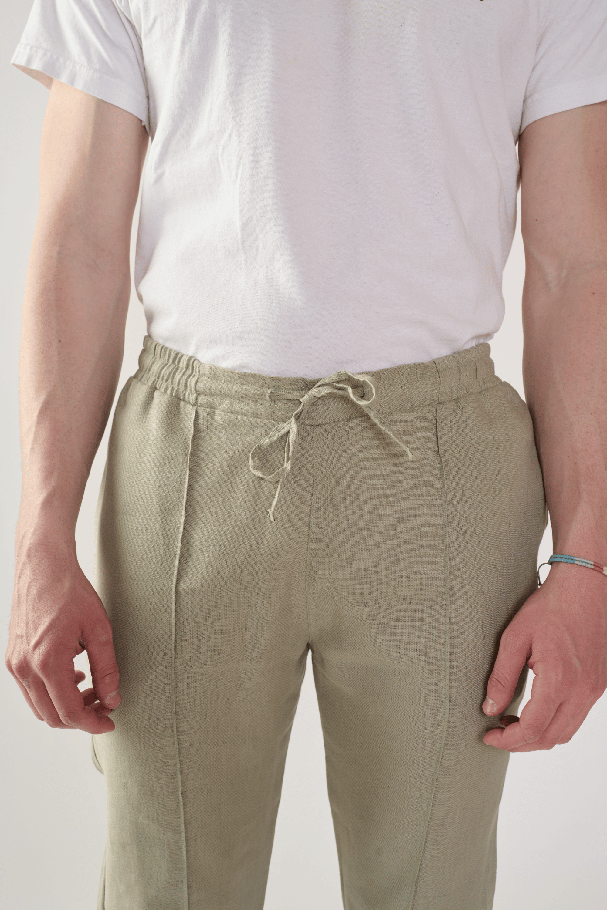 Pantalón Leisure Con Prenses 100% Lino