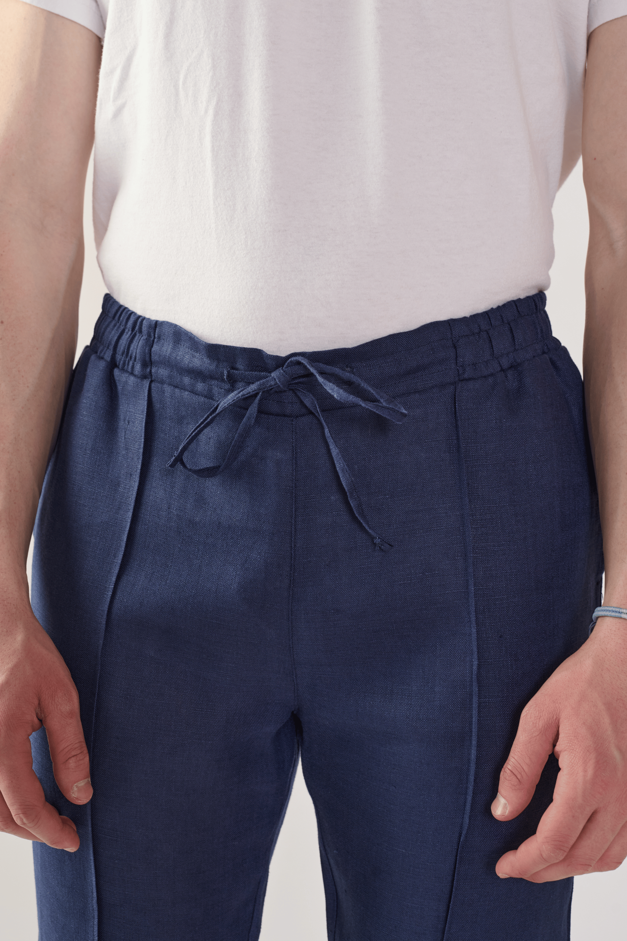 Pantalón Leisure Con Prenses 100% Lino