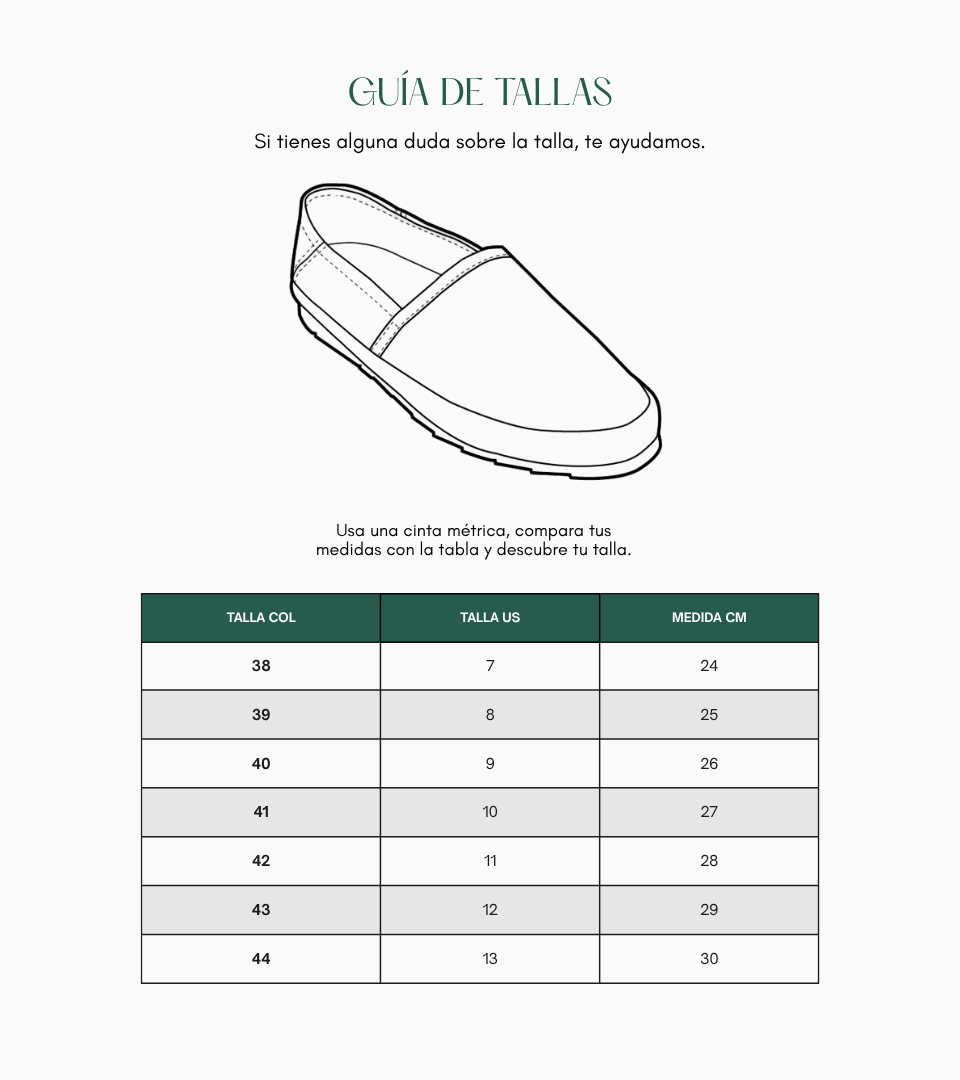 Guía de tallas