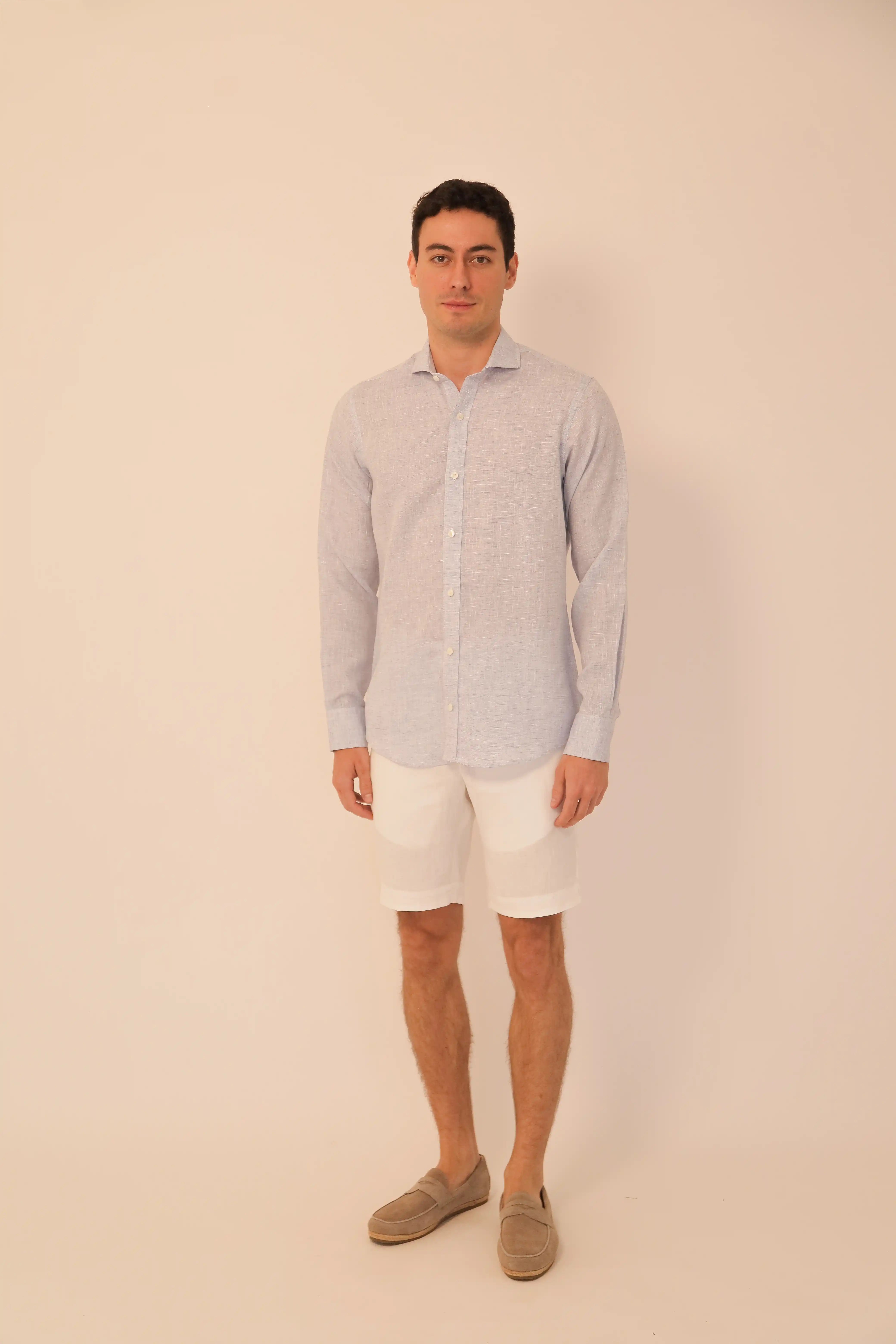 Camisas 100% Lino Cuello Francés Jaspeada - European Flax