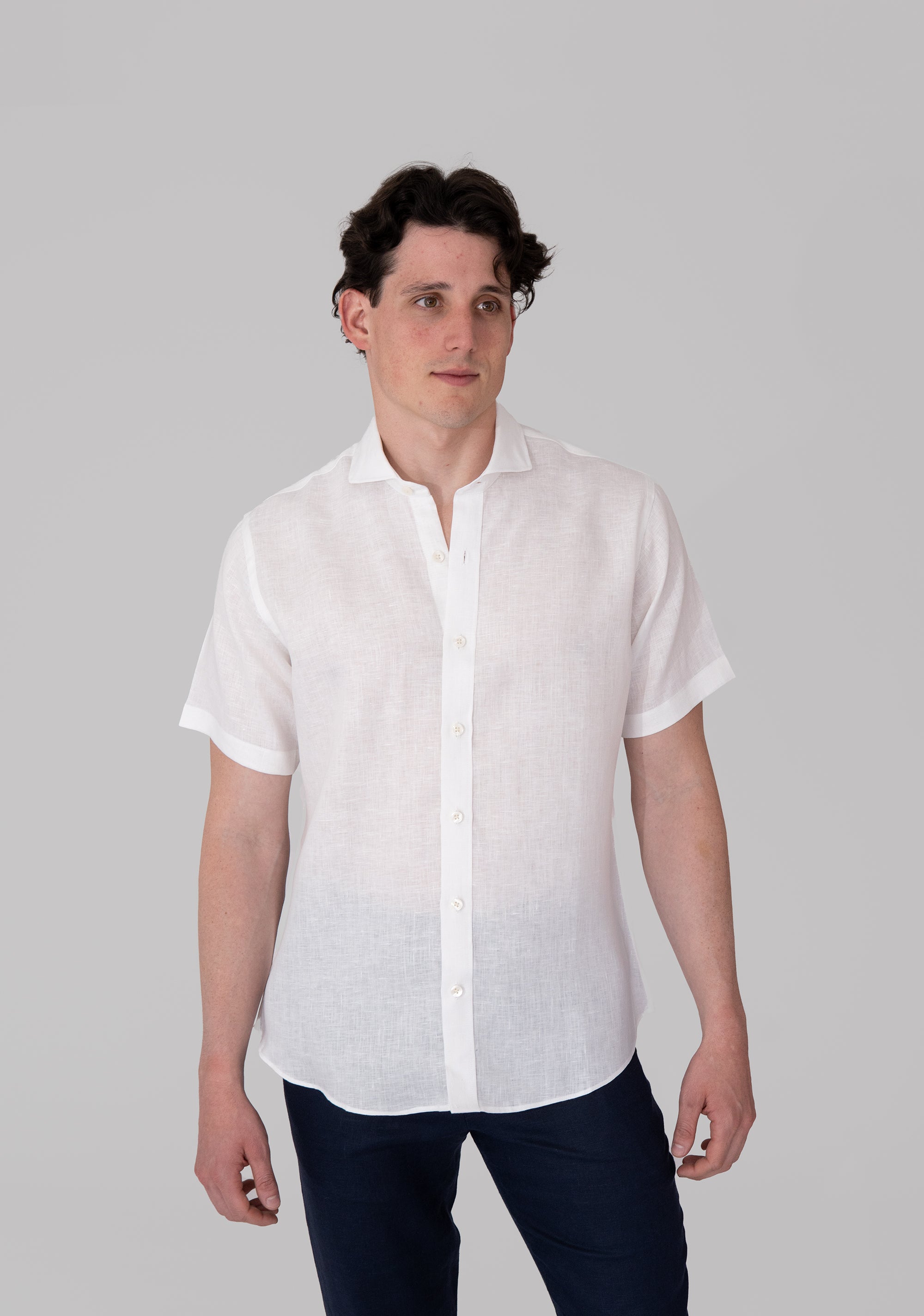 Camisas 100% Lino Cuello Francés Manga Corta- European Flax