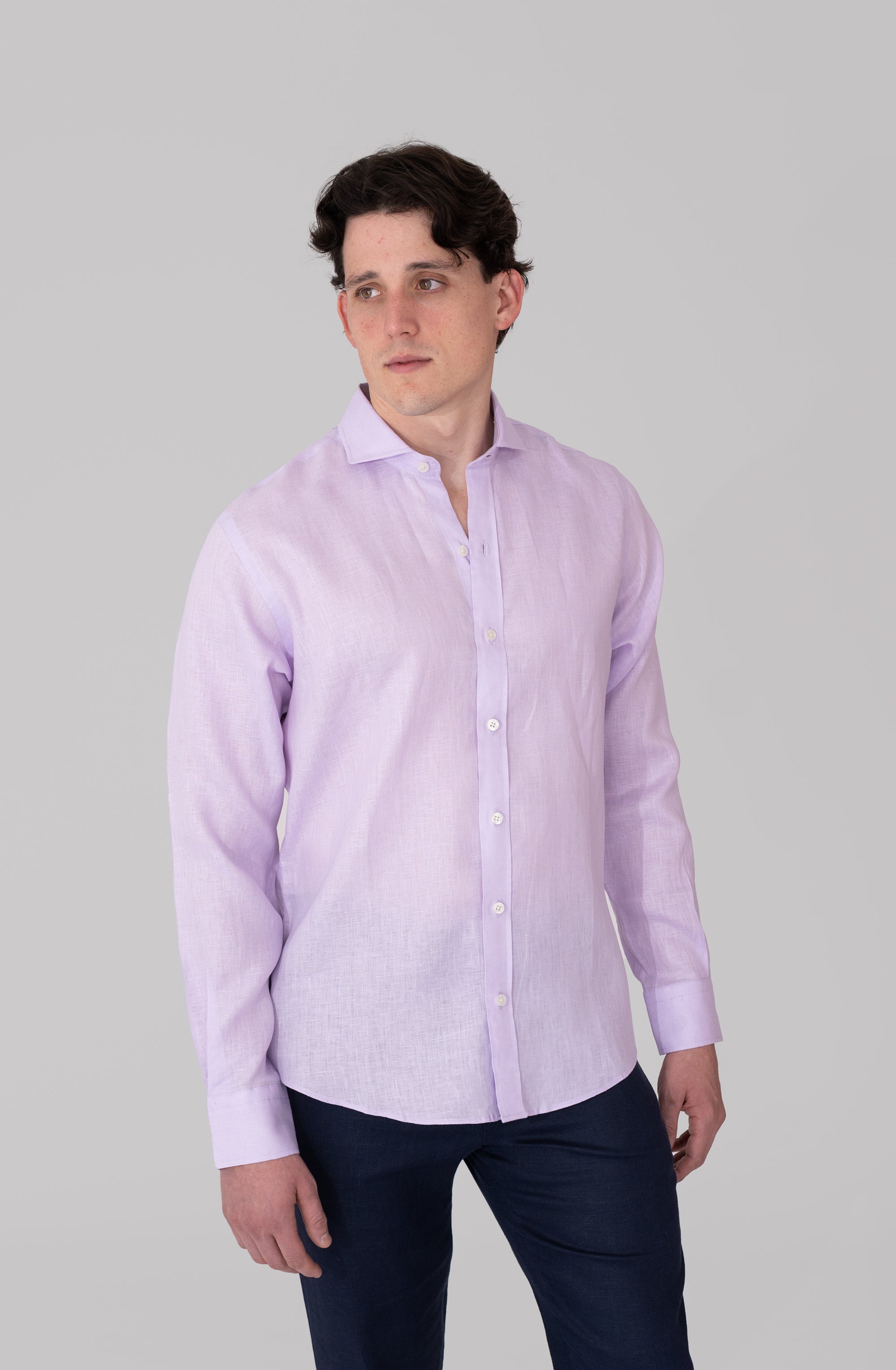 Camisas 100% Lino Cuello Francés