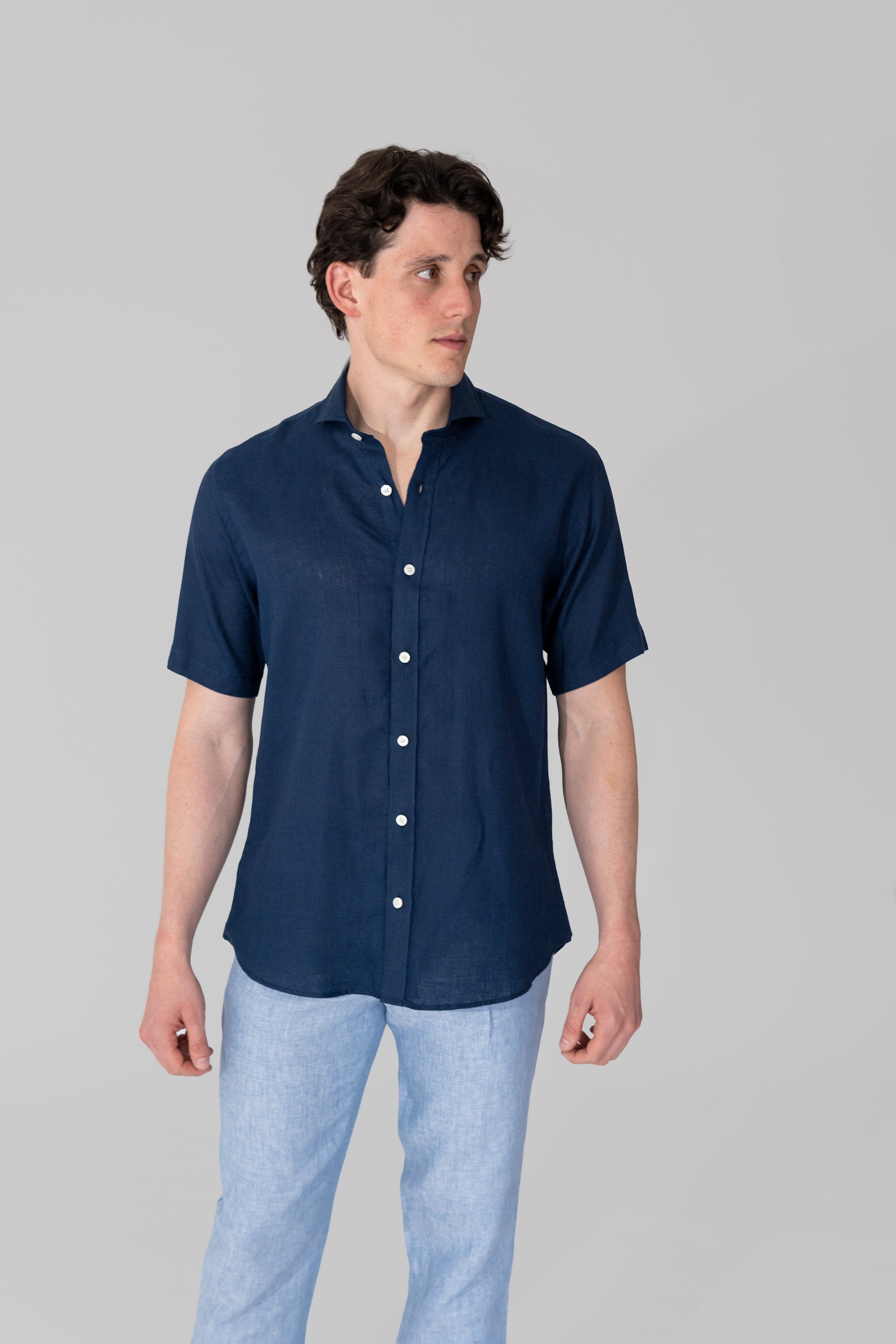 Camisas 100% Lino Cuello Francés Manga Corta- European Flax