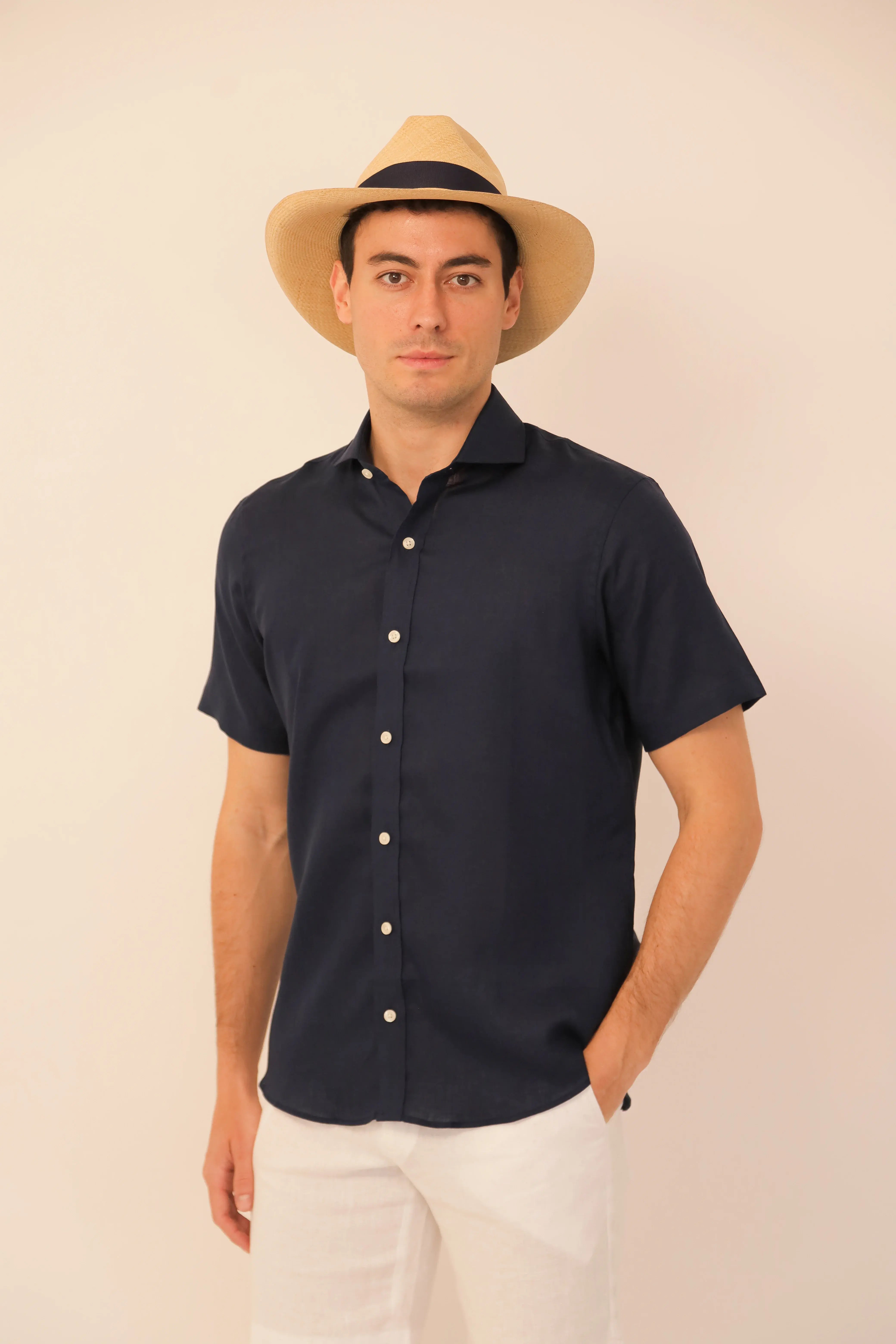 Camisas 100% Lino Cuello Francés Manga Corta- European Flax