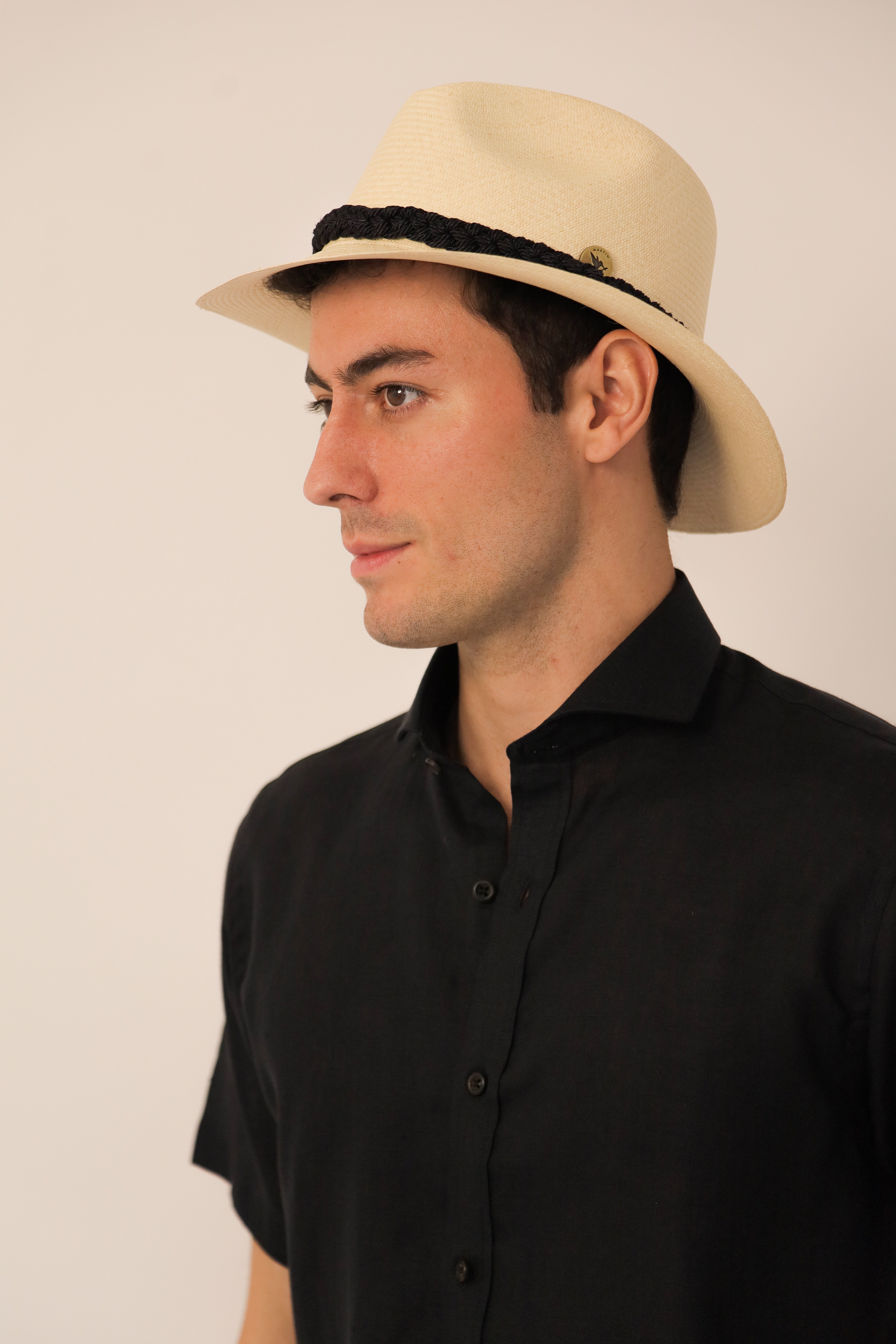 Camisa 100% Lino Cuello Francés Manga Corta- European Flax Jet Black