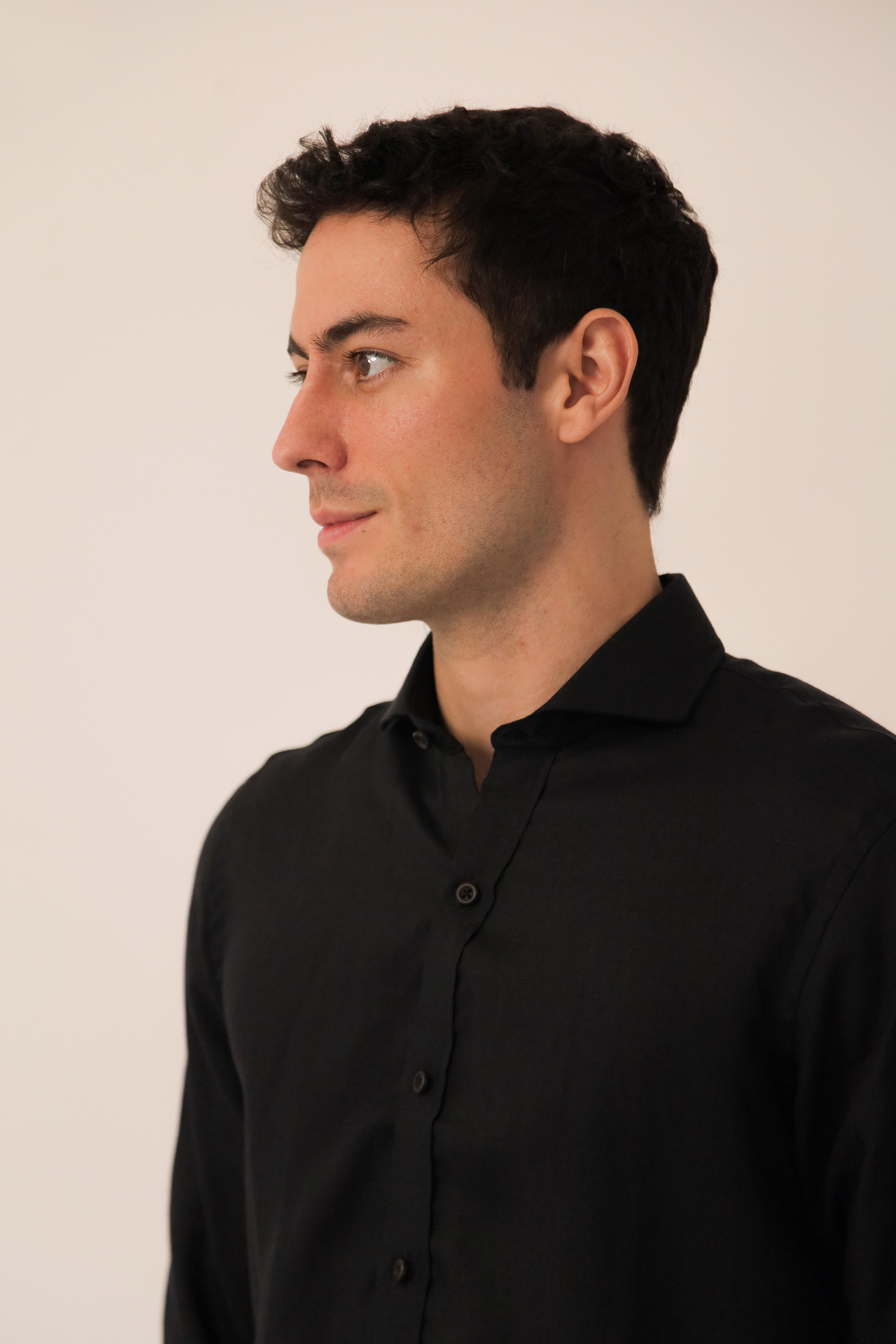 Camisa 100% Lino Cuello Francés- European Flax Jet Black