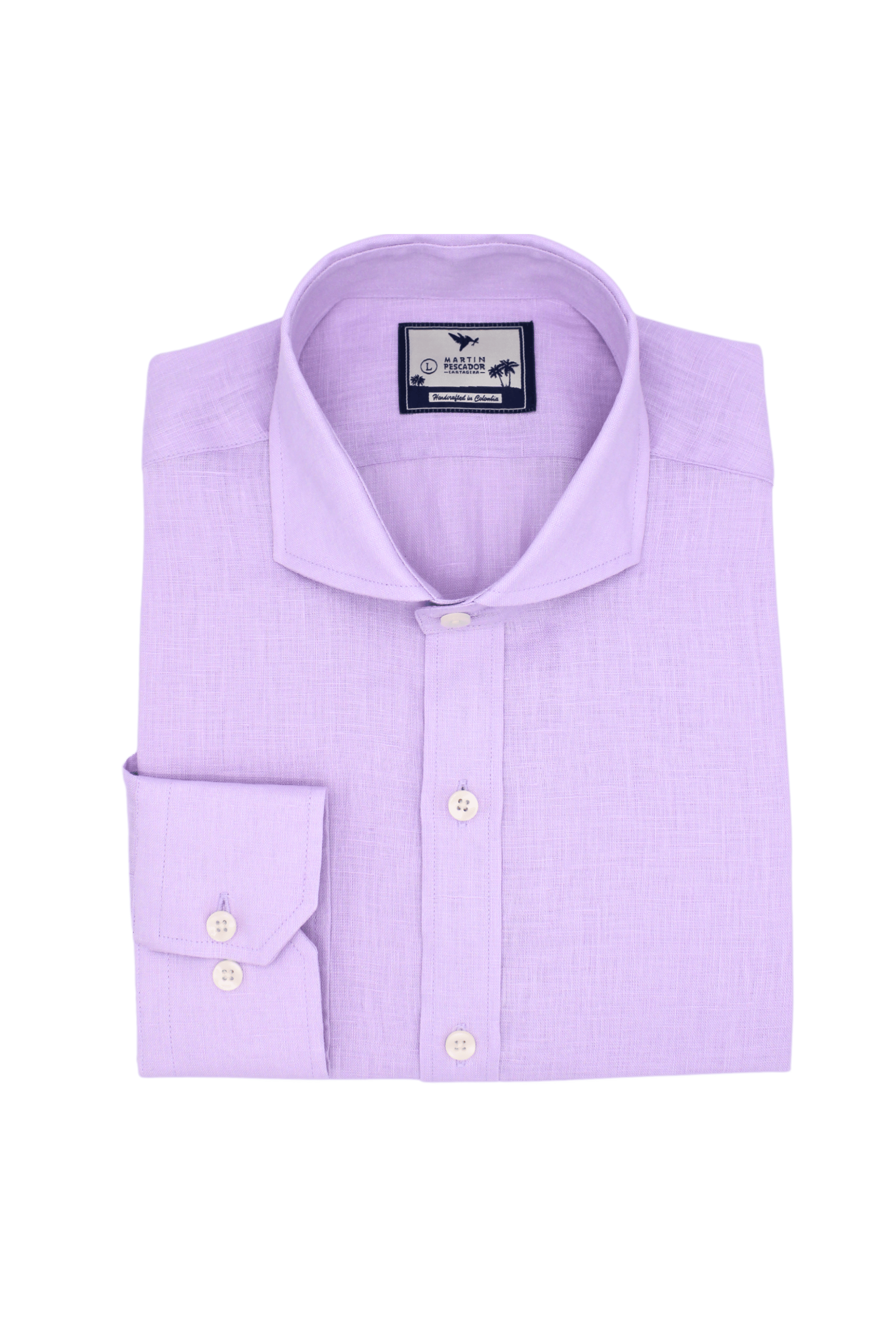 Camisas 100% Lino Cuello Francés Botón Blanco