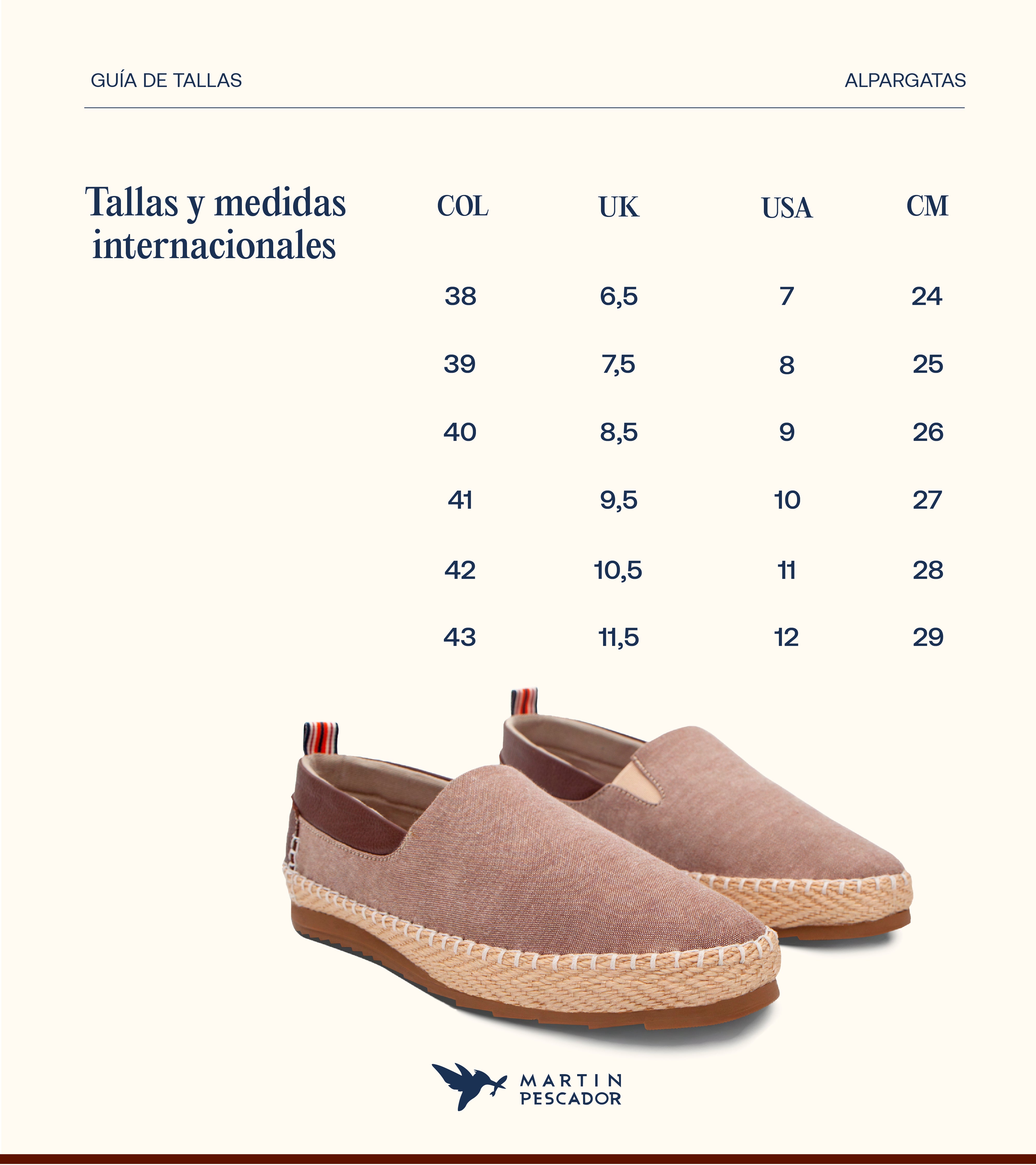 Guía de tallas