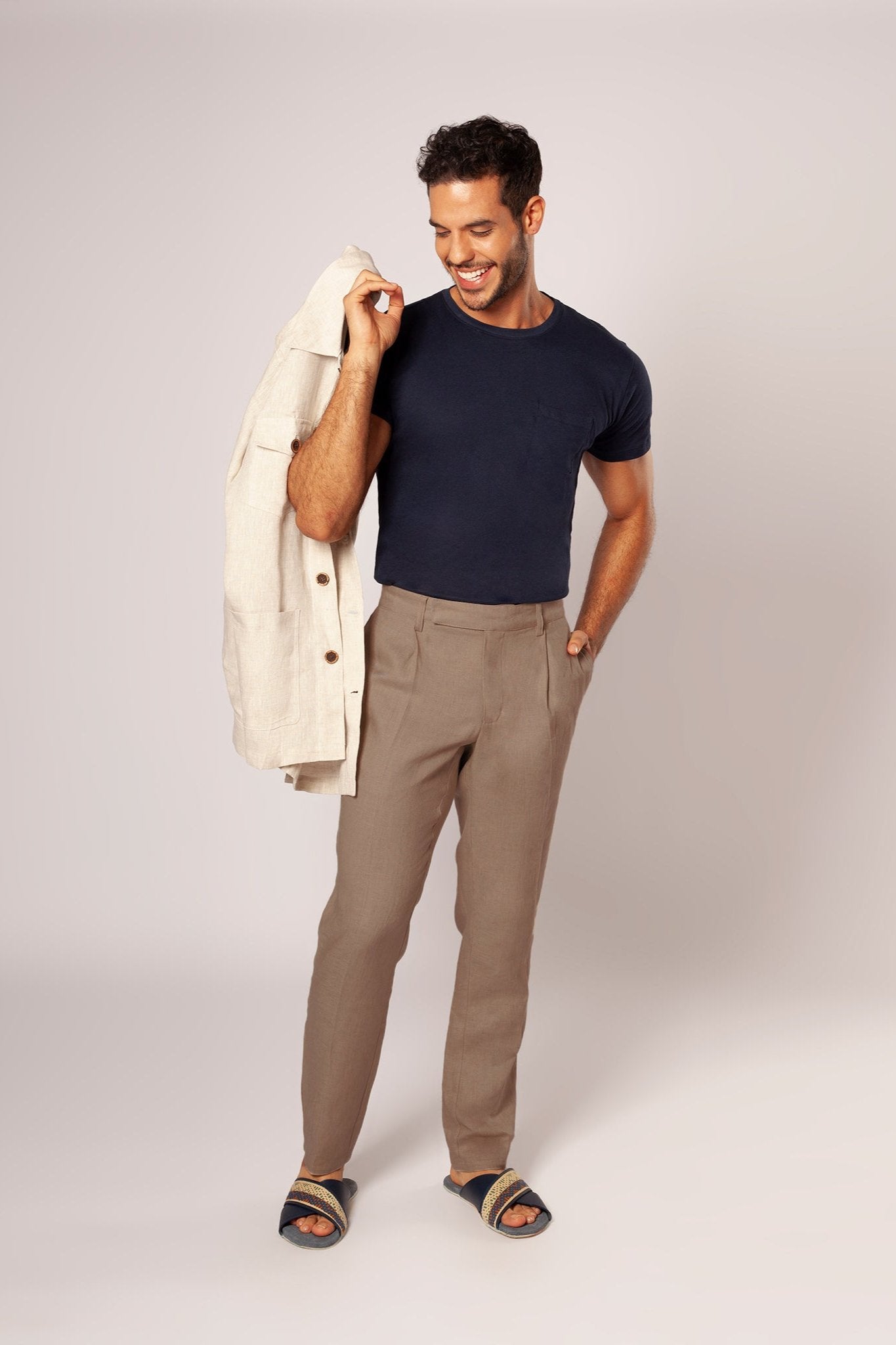 Pantalón Con Prenses 100% Lino - European Flax