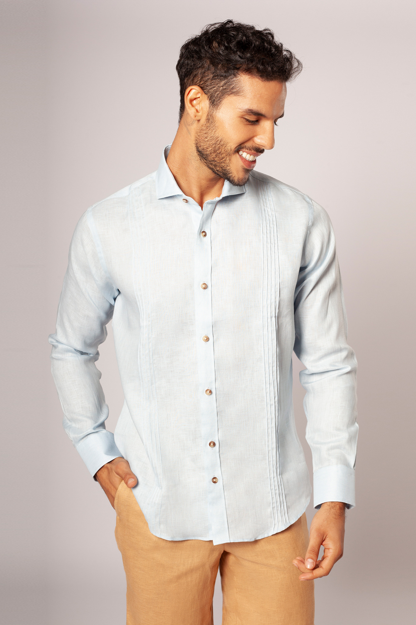 Guayabera 100% Lino Cuello Francés