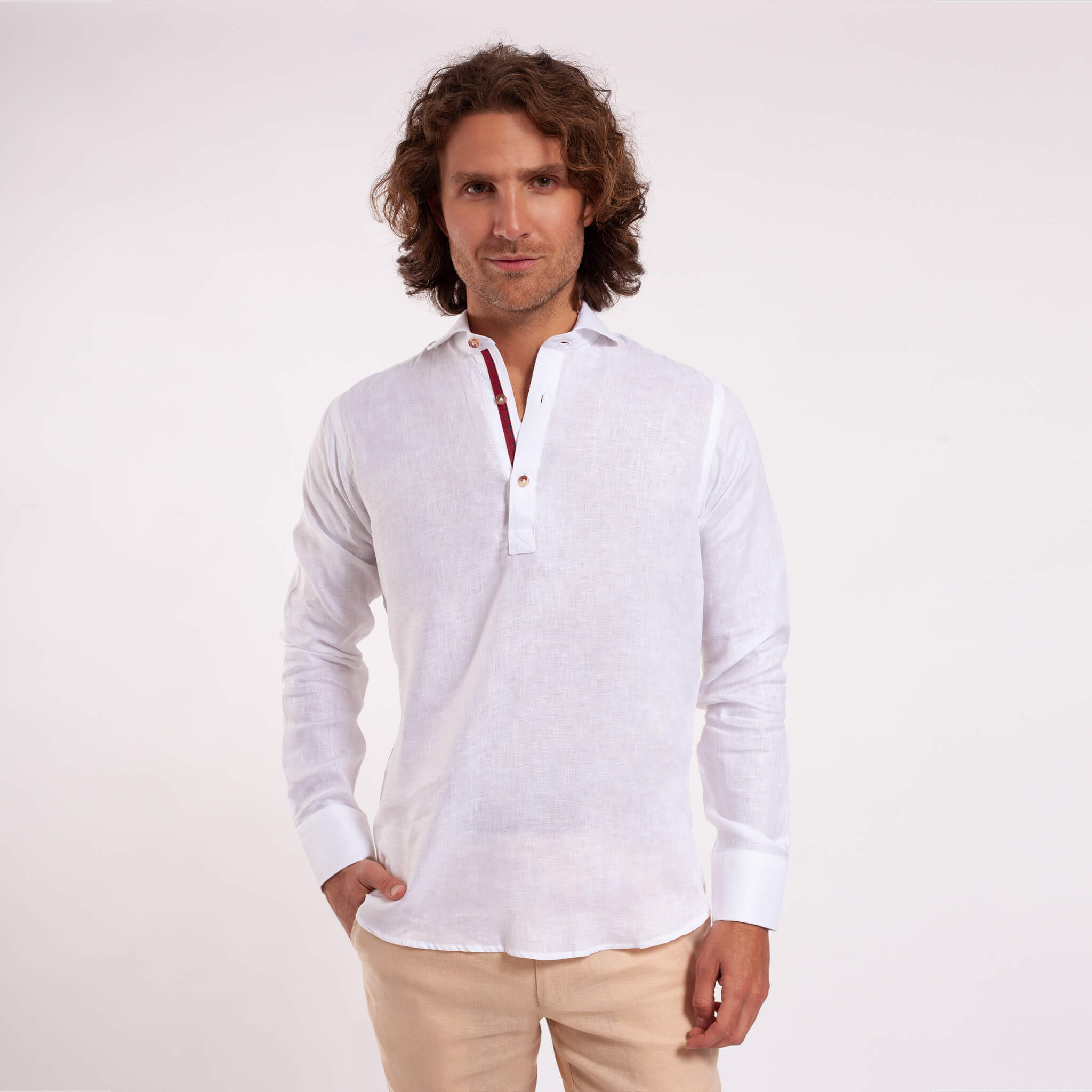 Polera 100% Lino Cuello Francés